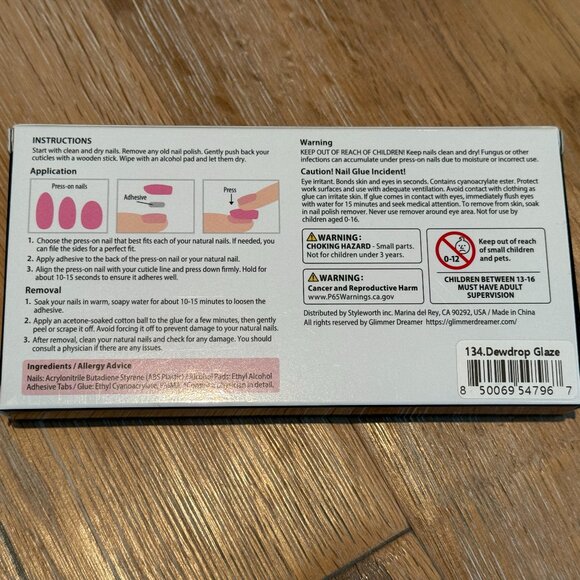 Glimmer Dreamer Press On French Mani Reusable Almond Nails 32 Drewdrop Glaze NWT - Picture 4 of 7